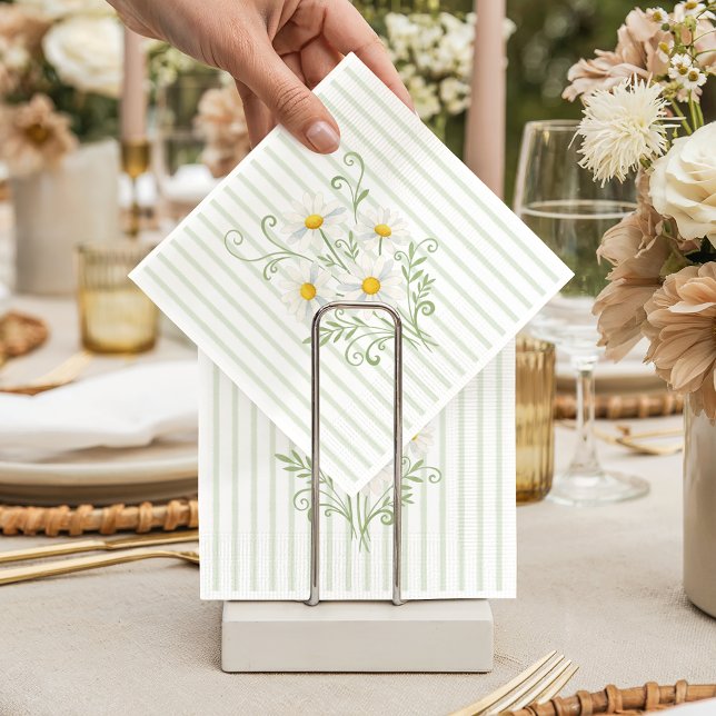 Boho Silly Goose Daisy Sage Green Baby Shower Napkins (Creator Uploaded)