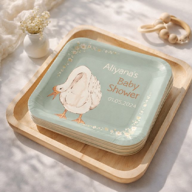 Boho Silly Goose Personalized Baby Shower  Paper Plates (Creator Uploaded)