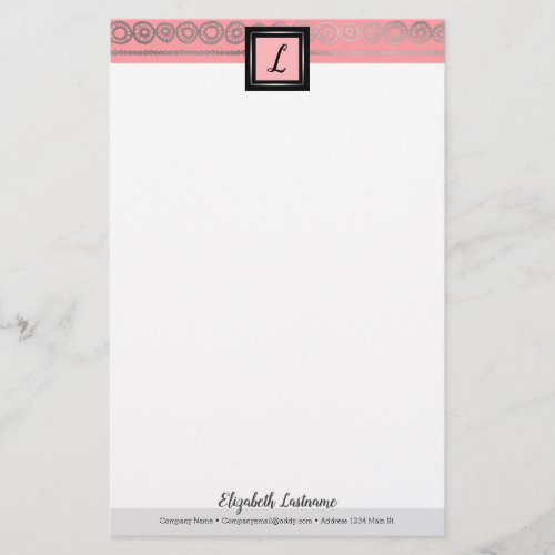 Boho Silver Frame Initial  Name Monogram Statione Stationery