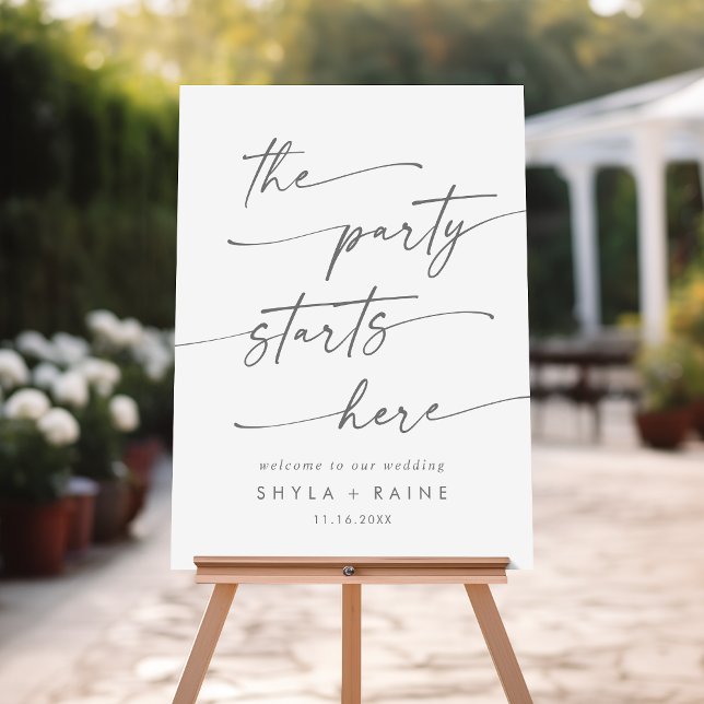Boho Silver Gray Party Wedding Welcome Sign (Creator Uploaded)