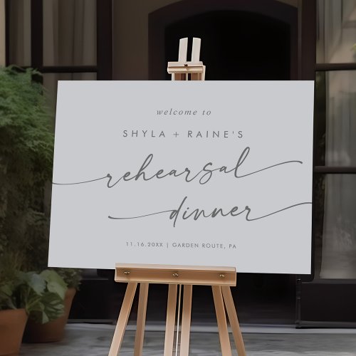 Boho Silver Gray Rehearsal Dinner Welcome Sign