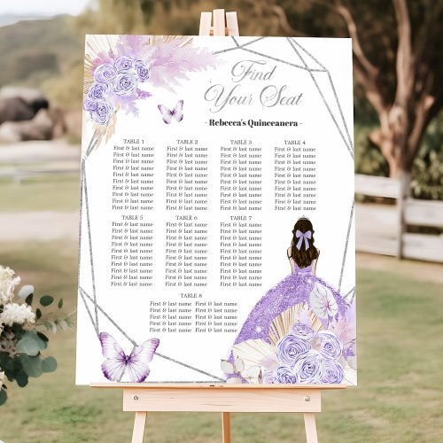 Boho Silver Purple Floral 15 Aos Seating Chart