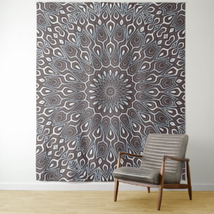 Boho Silver Vintage Reiki Yoga Mandala Backdrop