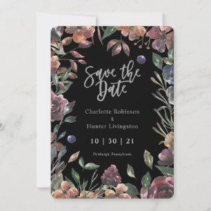 Boho Silver & Watercolor Floral Save the Date