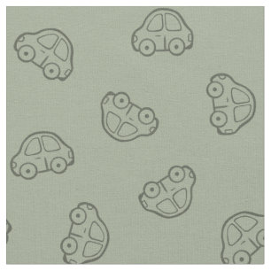 Boho Simple Cars Vehicle Modern Boy Sage Green Fabric