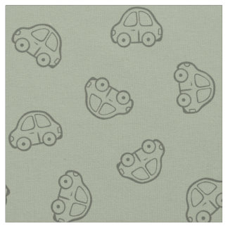Boho Simple Cars Vehicle Modern Boy Sage Green Fabric