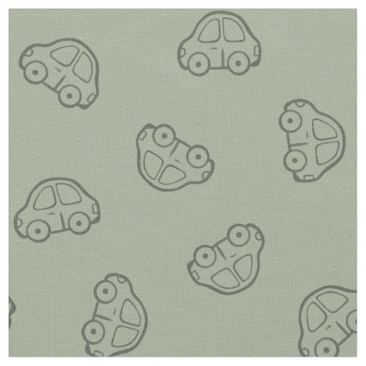 Boho Simple Cars Vehicle Modern Boy Sage Green Fabric