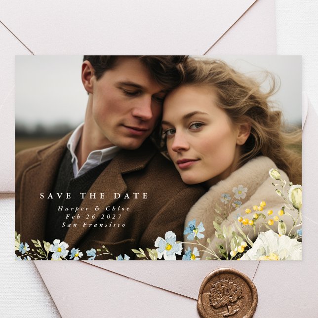 Boho Simple Elegant Wild Flower Wedding Save The Date (Creator Uploaded)