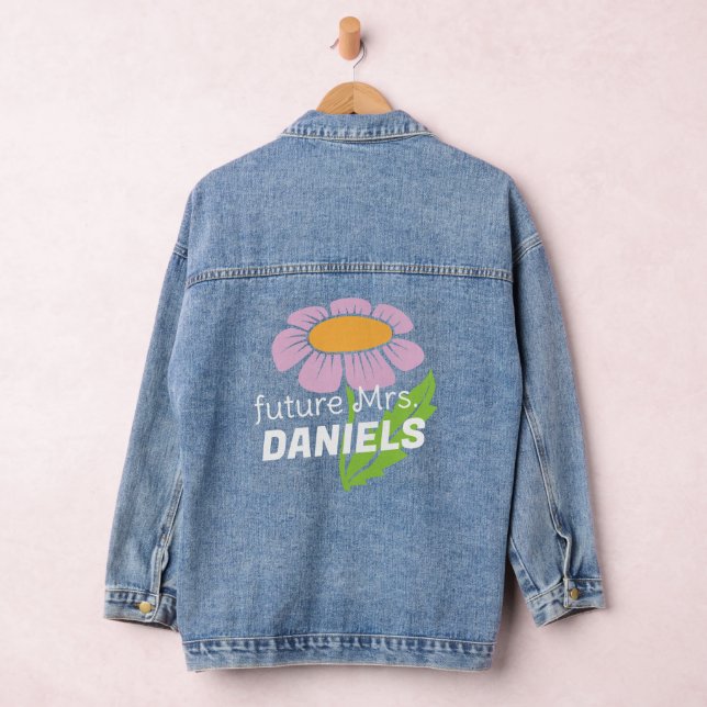 Boho Simple Flower Future Mrs Last Name Bride Denim Jacket (Hangar)