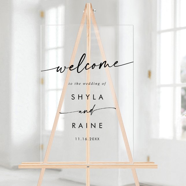 Boho Simple Modern Clear Acrylic Wedding Welcome Acrylic Sign (Boho Simple Modern Clear Acrylic Wedding Welcome Acrylic Sign)