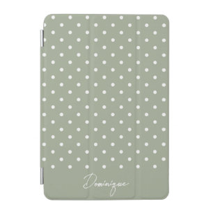 Boho Simple Modern Girly Neutral Polka Dot Sage iPad Mini Cover