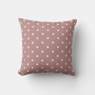 Boho Simple Modern Girly Polka Dot Neutral Mauve Throw Pillow