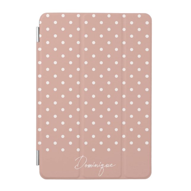 Boho Simple Modern Girly Polka Dot Neutral Pink iPad Mini Cover (Front)