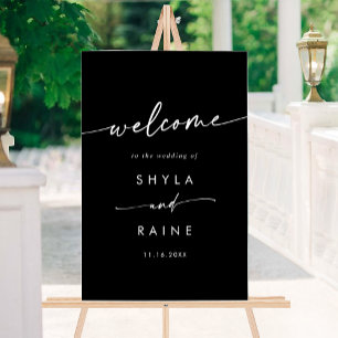 Boho Simple Modern White Black Wedding Welcome Acrylic Sign