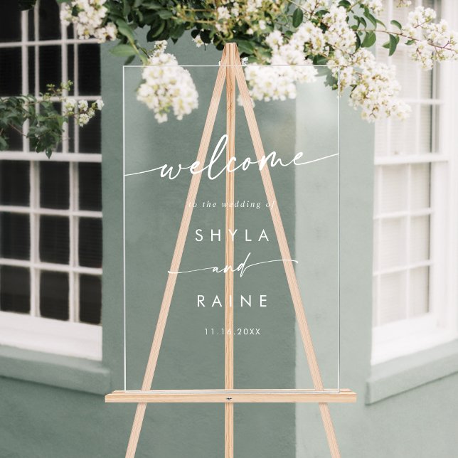 Boho Simple Modern White Clear Wedding Welcome Acrylic Sign (Boho Simple Modern White Clear Wedding Welcome Acrylic Sign)