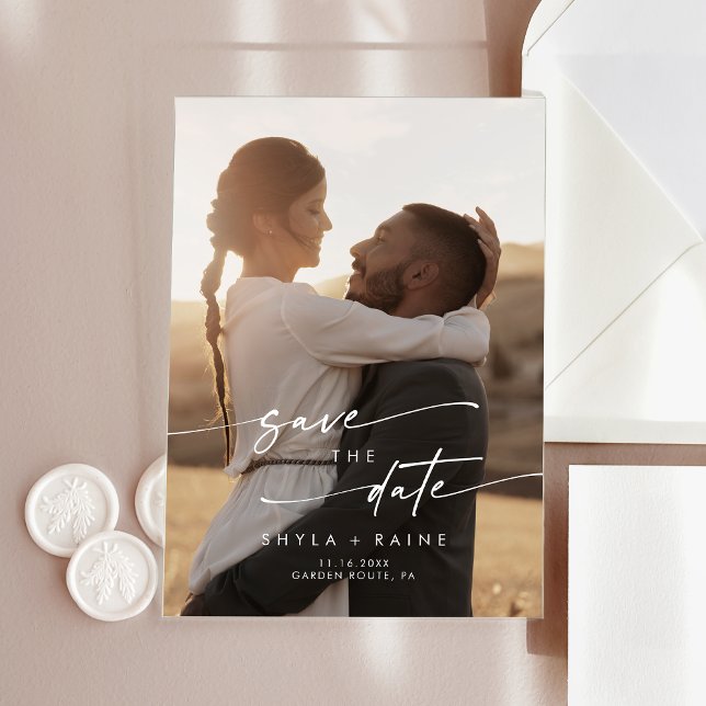 Boho Simple Photo Acrylic Wedding Save the Date (Boho Simple Photo Acrylic Wedding Save the Date Acrylic Invitations)