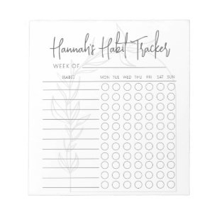 Boho Simple Script Weekly Habit Tracker Notepad