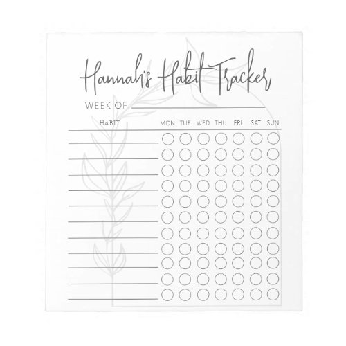 Boho Simple Script Weekly Habit Tracker Notepad