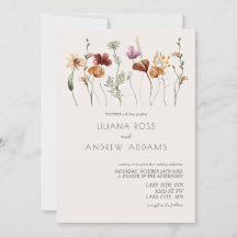 Boho Simple Wildflower Wedding Invitation