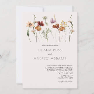 Boho Simple Wildflower Wedding Invitation