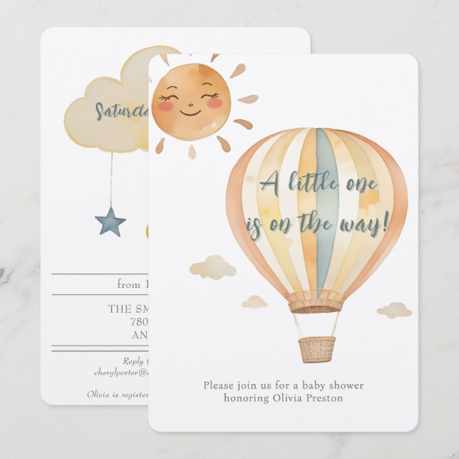 Boho Simplicity Welcome Little One Shower Invitation (Front/Back)