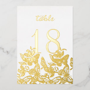 Boho Sketched Butterflies Gold Table Numbers