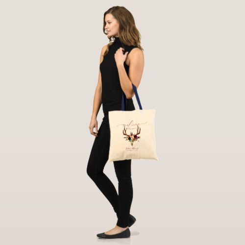 Boho SkullArrow Navy Burgundy Welcome Gifts Tote Bag