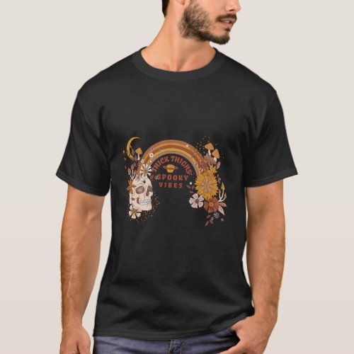 Boho Skull Halloween Autumn Witchy Thick Thighs Sp T_Shirt