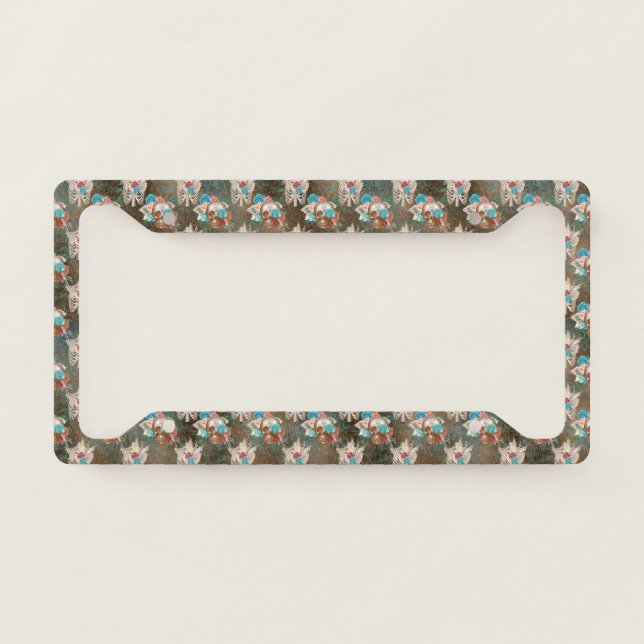 Boho Skull Series Design 13  License Plate Frame (Front)