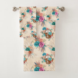 Boho Skull Series Design 3 Bath Towel Set