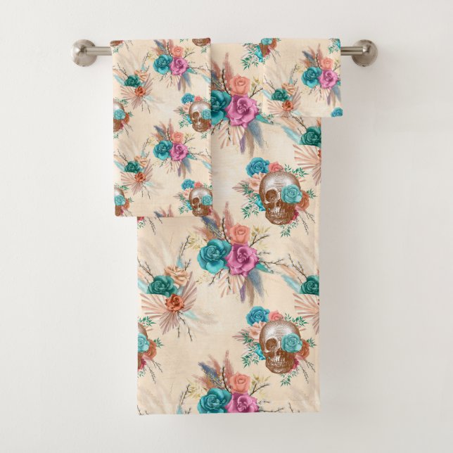 Boho Skull Series Design 3  Bath Towel Set (Insitu)