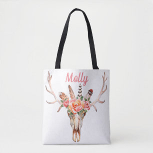 BoHo Skull Watercolor Market Bag Two designs