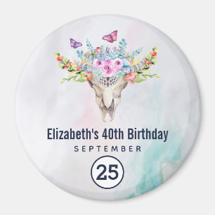 Boho Skull with a Floral Bouquet Save the Date Magnet