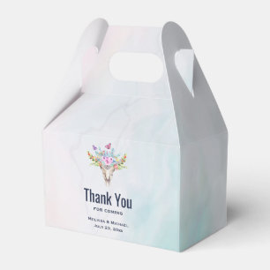 Boho Skull with Butterflies and Flowers Thank You Favor Boxes