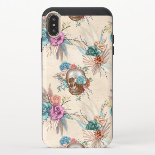 Boho Skull with Flowers iPhone XS Max Slider Case