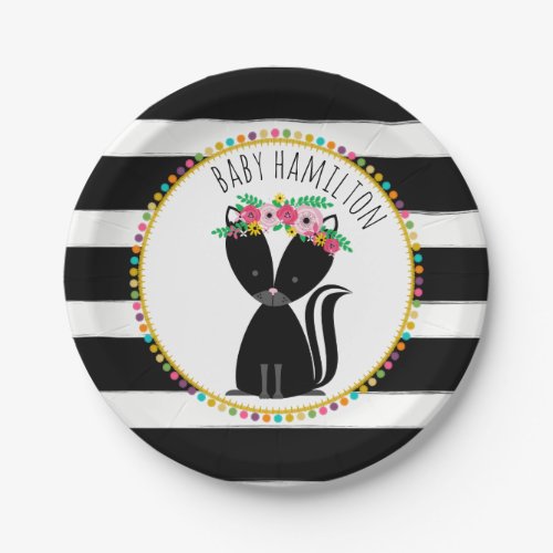 Boho Skunk Cardstock Inspired Custom Baby Shower Paper Plates