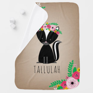 Boho Skunk Personalized Baby Blanket - Brown