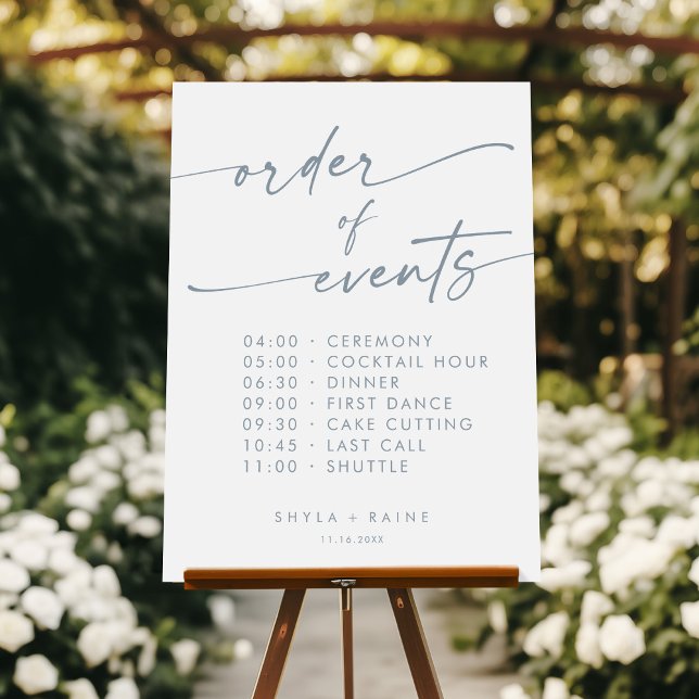 Boho Slate Blue Order Of Events Wedding Sign (Creator Uploaded)