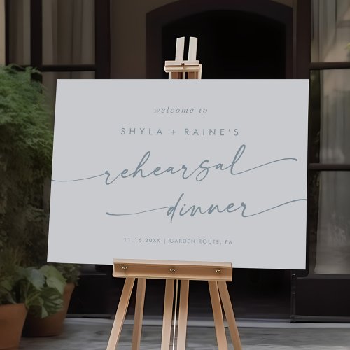 Boho Slate Blue Rehearsal Dinner Welcome Sign