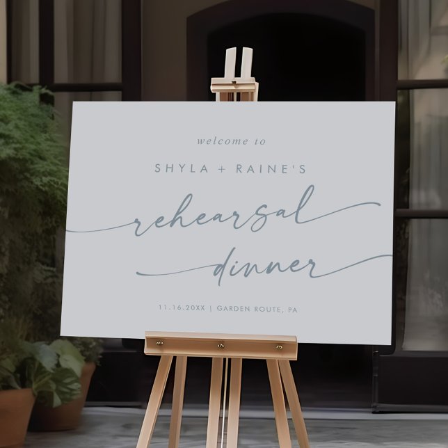 Boho Slate Blue Rehearsal Dinner Welcome Sign (Creator Uploaded)