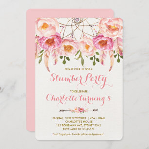 Boho Slumber Party Dreamcatcher Birthday Sleepover Invitation