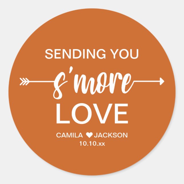 Boho S'more Wedding Favor Classic Round Sticker (Front)