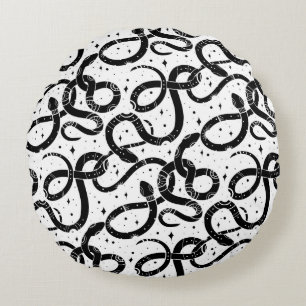 Boho snakes round pillow