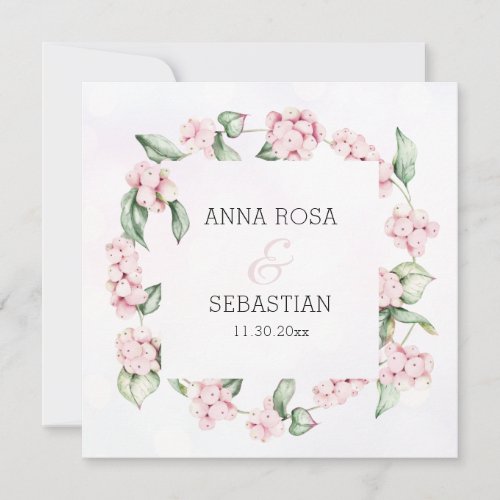 *~* Boho Snow Berry AR12 QR RSVP Wedding Invitation