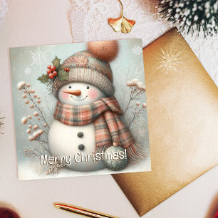 Boho Snowman Merry Christmas  Holiday Card