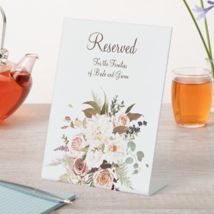 Boho Soft Colored Rose/White Flowers  Pedestal Sign
