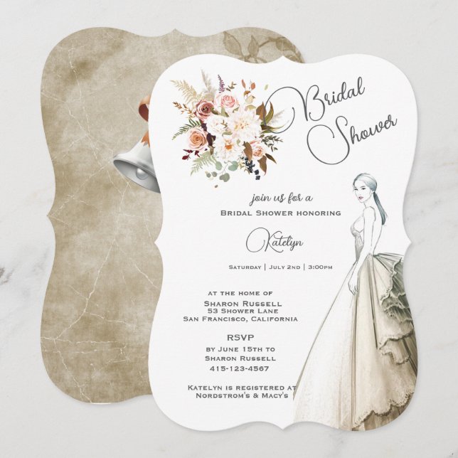 Boho Soft Colored Roses Flowers Bridal Shower  (Front/Back)