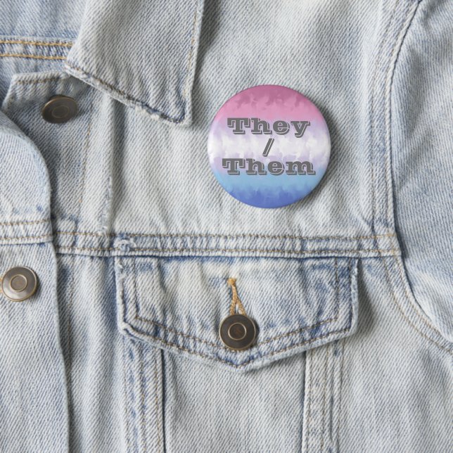 Boho Soft Customizable Pronoun Bigender Pride Flag Button (In Situ)