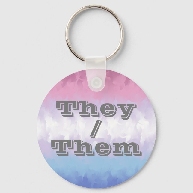 Boho Soft Customizable Pronoun Bigender Pride Flag Keychain (Back)
