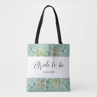 Boho Soft Green with Wildflowers Bride to Be 